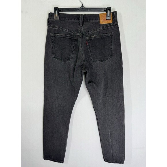 Levis 501 xx Skinny Jeans Womens 27x28 Black Button Fly Denim Distressed Cotton - Picture 3 of 13